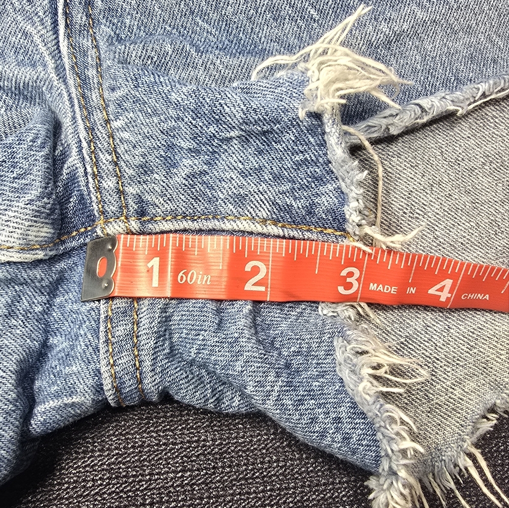 Levi's Light Blue Distressed Denim Jean Shorts - Picture 5 of 9